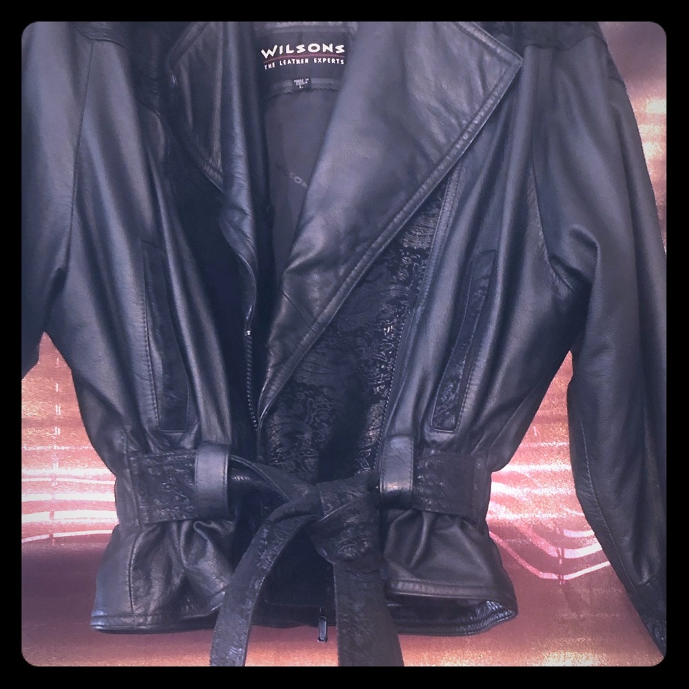 Wilsons Leather Jacket 🧥w/ Suede Paisley Print - Picture 6 of 7